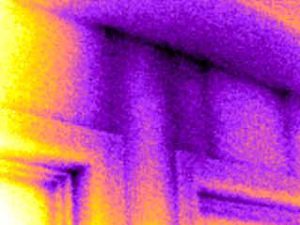hidden moisture intrusion detected by thermal imaging scan